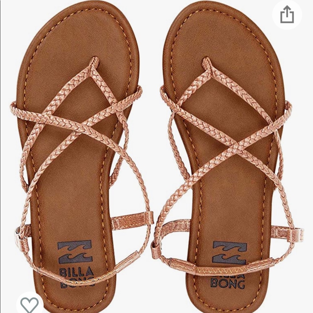 Billabong Crossing Over 2 rose gold braided sandals Sz 10